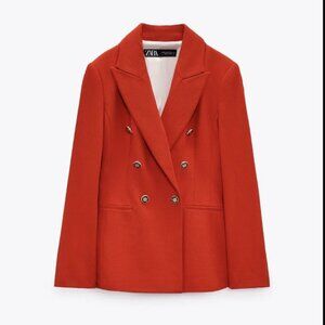 ZARA Red Blazer with Gold Buttons - Size XS